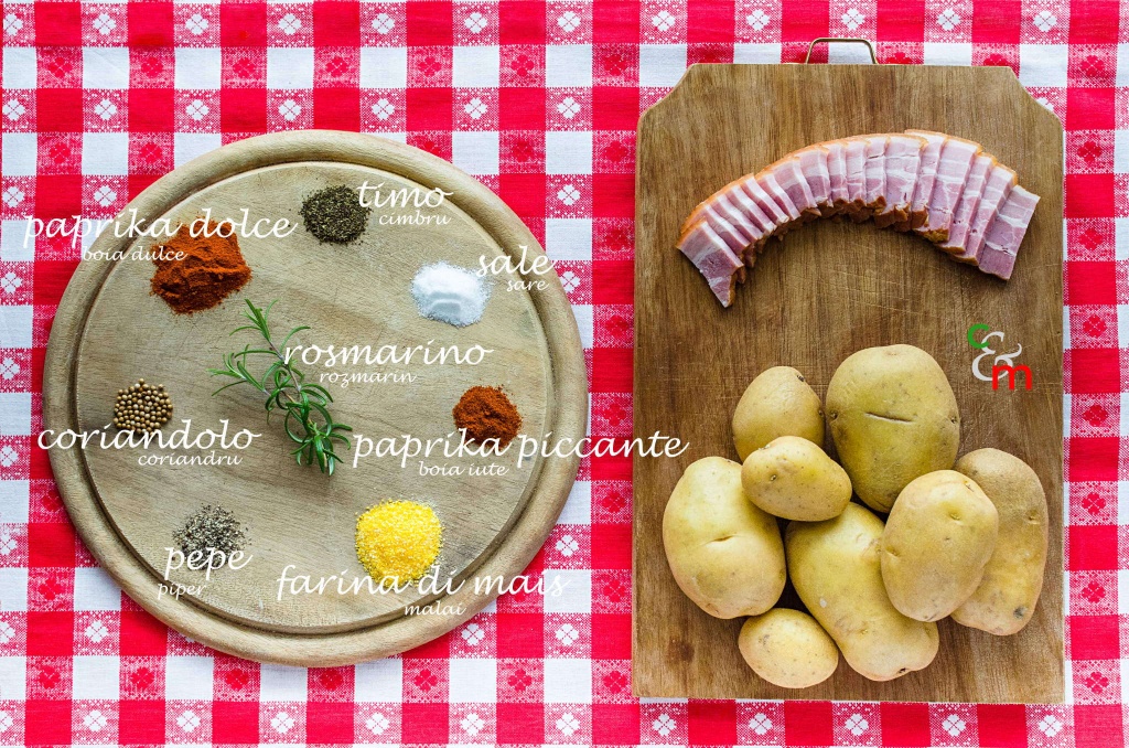 Ingredienti per le patate al forno saporite &quot;alla Ana-Maria&quot;.